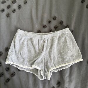 Brandy Melville grey and white lace sleep shorts